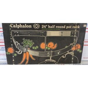 Calphalon 24" Half Round Pot Rack Wall Mount Black Anodized Aluminum W/ 6 Hooks‎